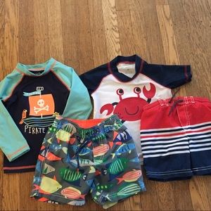 4 piece Toddler Boy Bath Suit Sets